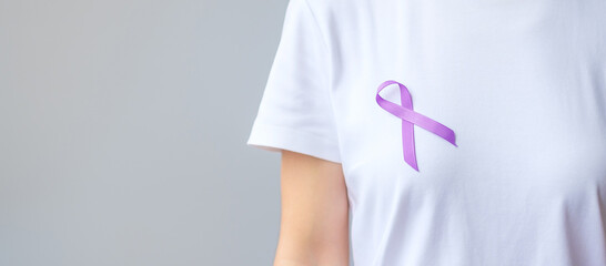 purple Ribbon for Pancreatic, Esophageal, Testicular cancer, world Alzheimer, epilepsy, lupus,...