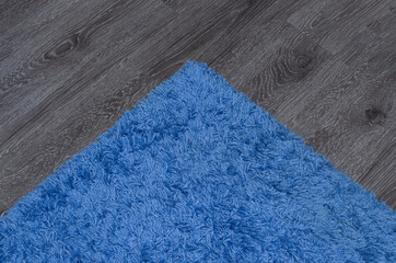 blue carpet on the wooden floor in the room