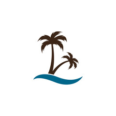 Fototapeta na wymiar Palm tree beach icon design illustration template