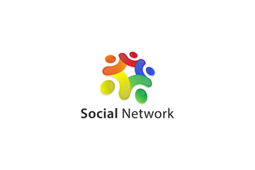 Colorful social group or network 3d technological healthy communication business logo