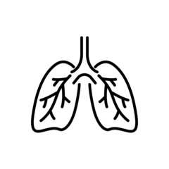 Icono de pulmones humanos. Concepto de órgano del cuerpo humano. Ilustración vectorial estilo línea negro