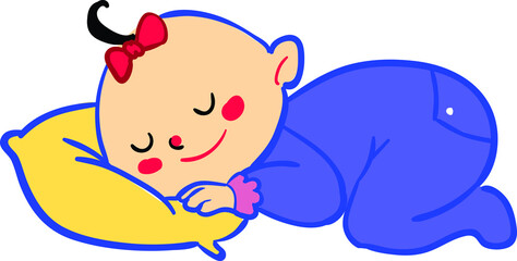   Cute baby boy sleeping on the bad