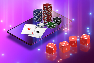 Concept of online casino - 3d rendering