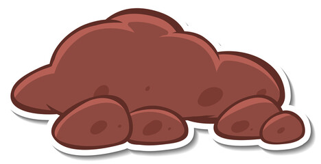 Sticker design with heap of soil isolated