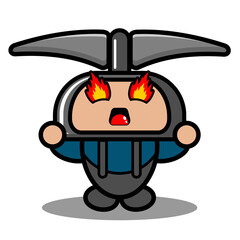 vector cartoon character doodle miner pickaxe cute mascot costume angry