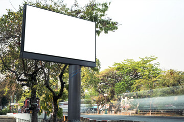 City street Billboard stand with blank screen for product display.