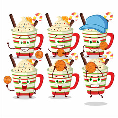 Talented ice cream orange cartoon character as a basketball athlete