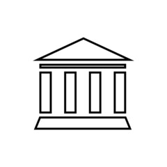 Icono de templo. Edificio histórico, columnas icónicas. Ilustración vectorial estilo línea negro