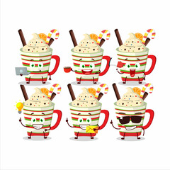 Ice cream orange cartoon character with various types of business emoticons