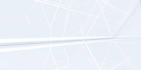 Futuristic modern white background. Abstract Triangle tunnel with light. Sci-fi corridor concept. 3d rendering.