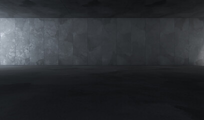 Empty space with concrete wall and lateral lights, Abstract  Modern design background.3d Rendering.