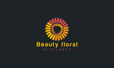 Sunflower logo, sun rays business logo design vector template.
