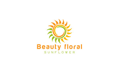 Fototapeta na wymiar Sunflower logo, sun rays business logo design vector template. 