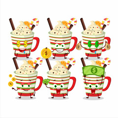 Ice cream orange cartoon character with cute emoticon bring money