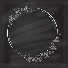 Vintage floral frame on a chalkboard background. Autumn leaves decoration.