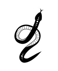 Magic snake in boho style with moon. Mystical symbol in a trendy minimalist style. Esoteric vector illustration.