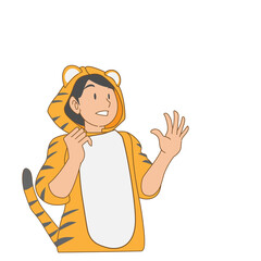 虎の着ぐるみで仮装した女性