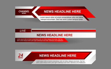 Set collection vector of Broadcast News Lower Thirds Template layout design banner for bar Headline news title, sport game in Television, Video and Media 