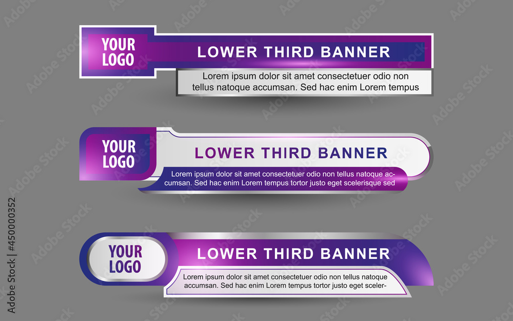 Wall mural set collection vector of broadcast news lower thirds template layout design banner for bar headline 