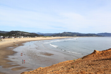 Along The Oregon Coast: Looking down from Cape Kiwanda to the beach at Pacific City.	
