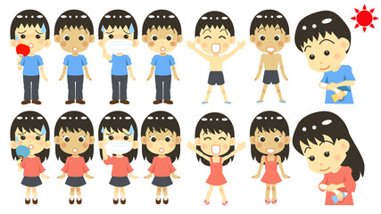 日焼けのイラスト