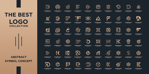 Mega logo collection, Abstract design concept for branding with golden gradient.