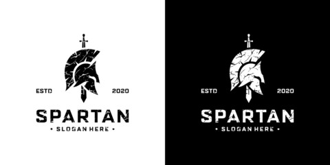 Retro vintage spartan warrior logo design template