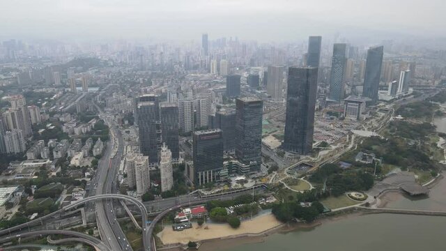 Aerial photography of Fuzhou Southeast Satellite TV's architectural landscape skyline