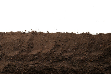 Black land for plant isolated on white background. Frame.