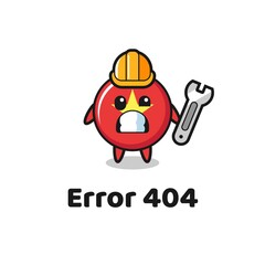 error 404 with the cute vietnam flag badge mascot