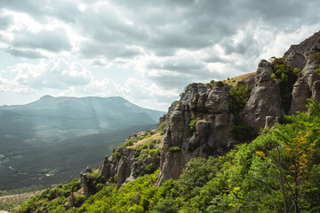 Fototapeta na wymiar Demergy Rock at Crimea at summer
