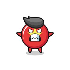 Obraz premium wrathful expression of the vietnam flag badge mascot character