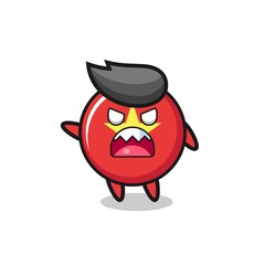 cute vietnam flag badge cartoon in a very angry pose