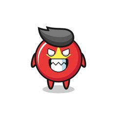 evil expression of the vietnam flag badge cute mascot character