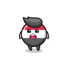 Obraz premium yemen flag badge illustration with apologizing expression, saying I am sorry