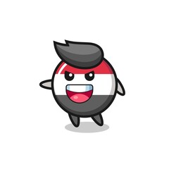 yemen flag badge cartoon with very excited pose