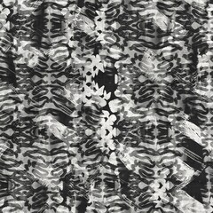 Seamless two tone hand drawn brushed effect pattern swatch. High quality illustration. Collage of minimal drawings arranged in a seamless pattern for print with fabric texture overlay. Rough scribble.