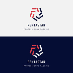 Pentagon Star Logo Template, modern icon combination pentagon and stars. - obrazy, fototapety, plakaty