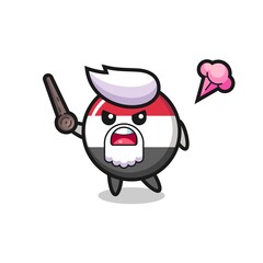 Obraz premium cute yemen flag badge grandpa is getting angry