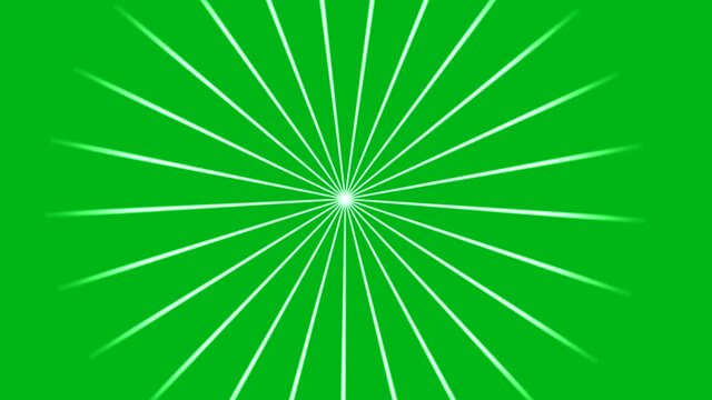 Spinning light rays motion graphics with green screen background