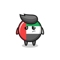 the lazy gesture of uae flag badge cartoon character