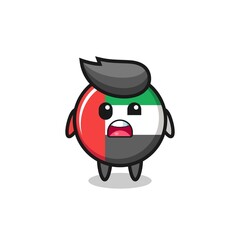 Fototapeta premium the shocked face of the cute uae flag badge mascot