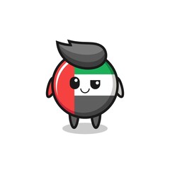 Fototapeta premium uae flag badge cartoon with an arrogant expression