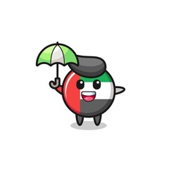 cute uae flag badge illustration holding an umbrella