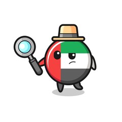 Obraz premium uae flag badge detective character is analyzing a case