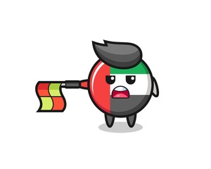 uae flag badge character as line judge hold the flag straight horizontally