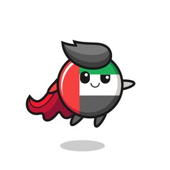 cute uae flag badge superhero character is flying