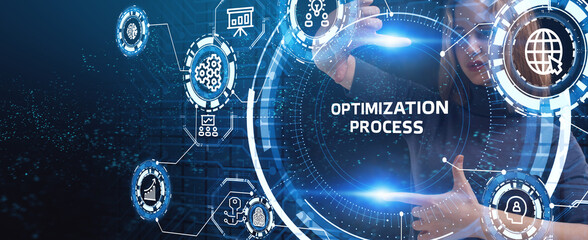 Optimization Software Technology Process System Business concept. Business, Technology, Internet...