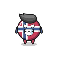 evil expression of the norway flag badge cute mascot character