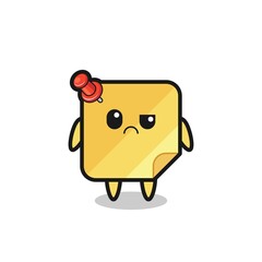 the mascot of the sticky notes with sceptical face